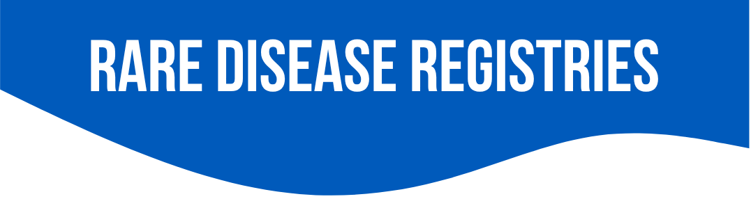 Blue banner with the text 'rare disease registries' in white